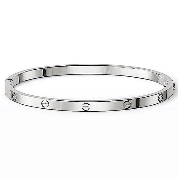 Silver Love Screwdriver Bangle Bracelet without Stones Thin Version Platinum - Picture 4 of 5